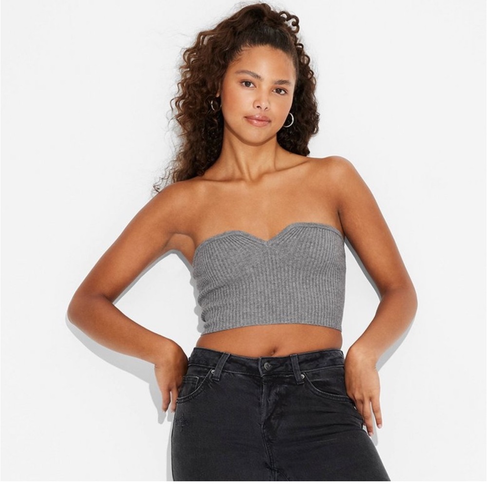 NWT Women’s Cropped Tube Sweater - Wild Fable Heather Gray S